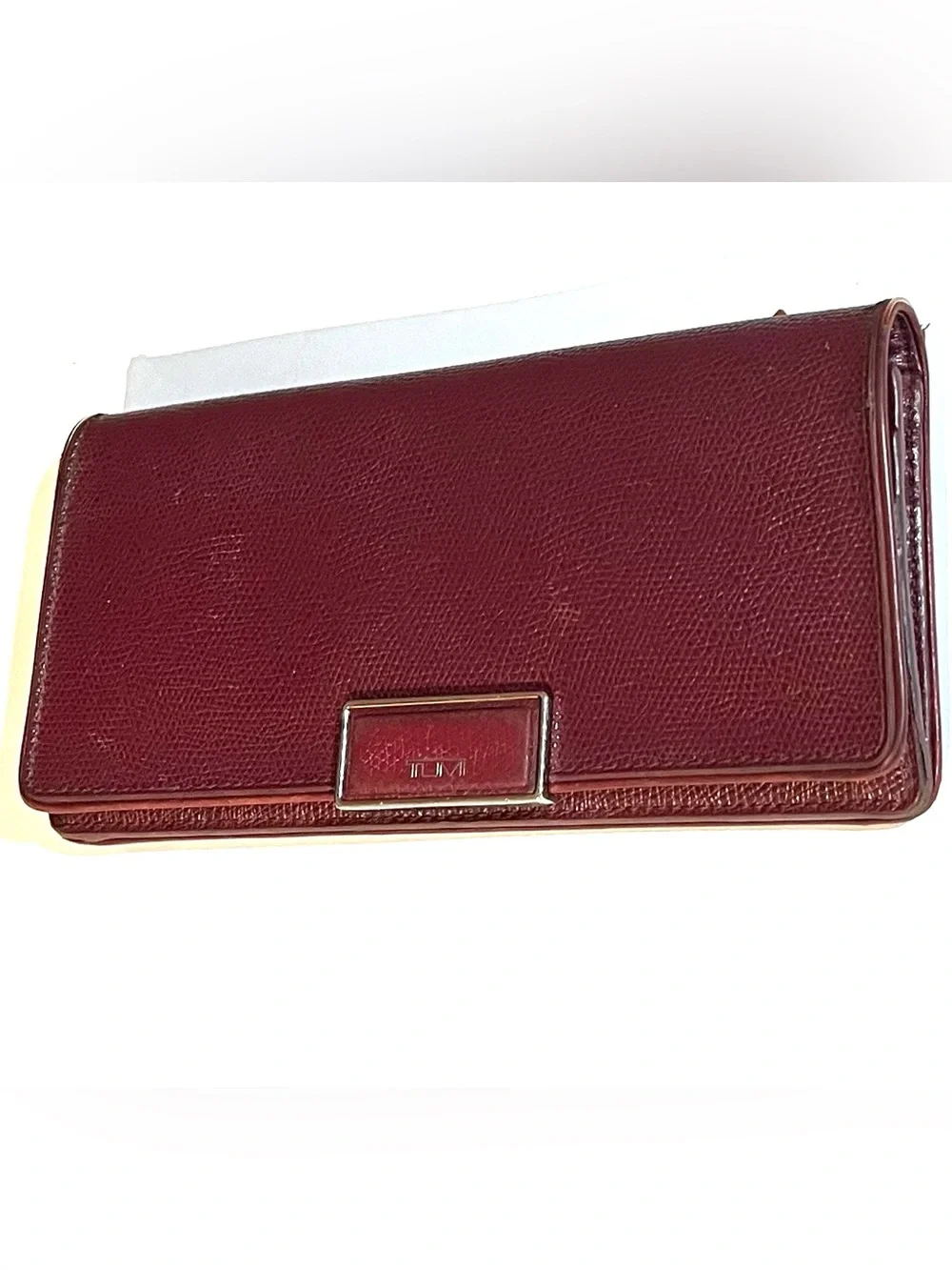 TUMI Women's Long Burgundy Textured Wallet
